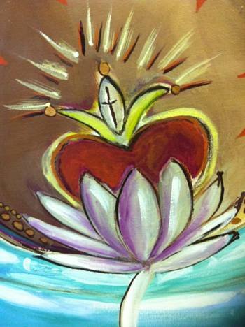 part of painting heart in lotus